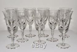 9 Elegant Floral Etched Crystal Wine Goblet Stems Glasses 6.5 with FLower Basket