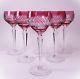 Ruby Cranberry Crystal Cased Cut to Clear Set of 6 Glass Wine Hocks