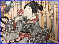 Toyokuni Woodblock Print Diptych Caretaker Shusaku, Ukiyo-e, Edo period