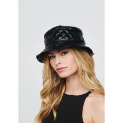 Quilted Vegan Leather Bucket Hat Bucket Hat