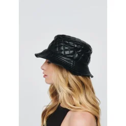 Quilted Vegan Leather Bucket Hat Bucket Hat